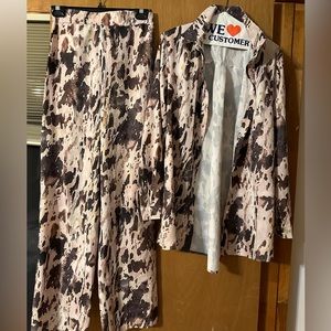 CAMI LONG SHIRT PANTS SUIT SET TWO PIECE